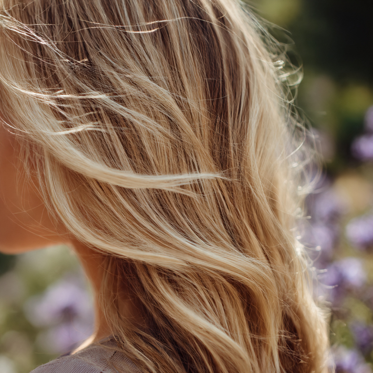 close up of dimensional blonde hair with hair