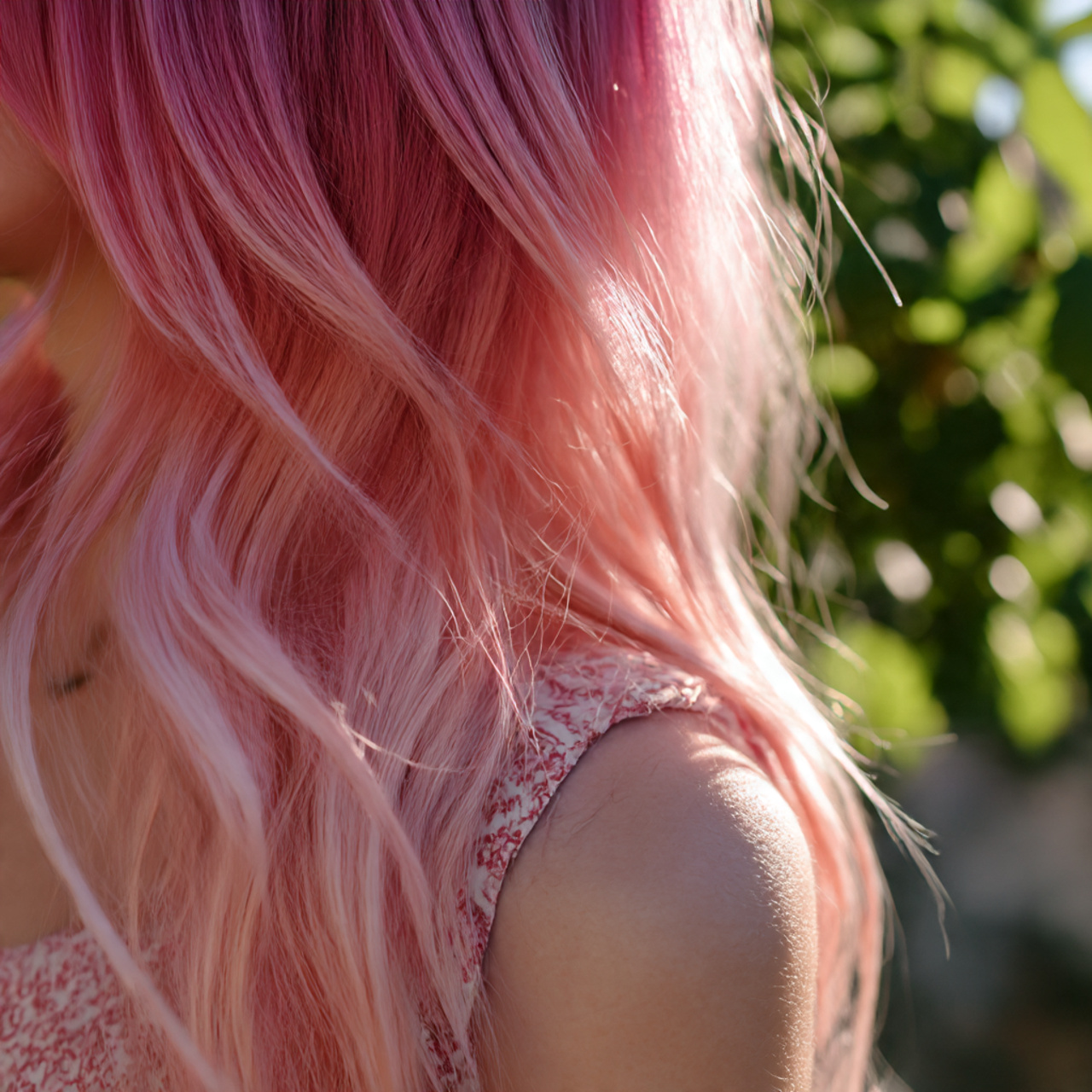 32 Ultimate Pink Hair Color Inspiration for Every Personality 24 close up of long hair transitioning from bright