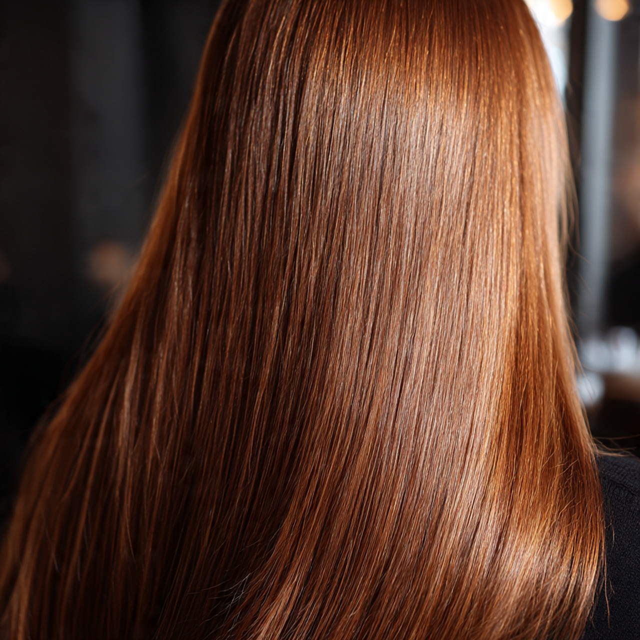 close up of long hair with a mirror like