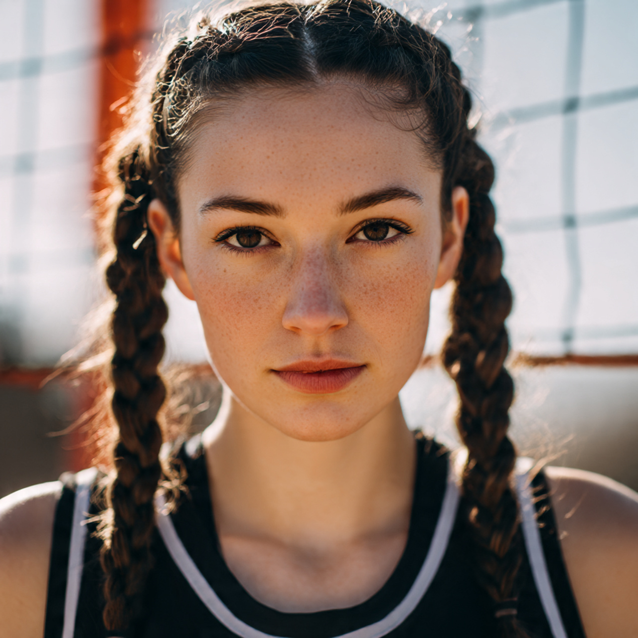 close up portrait of a female volleyball athlete