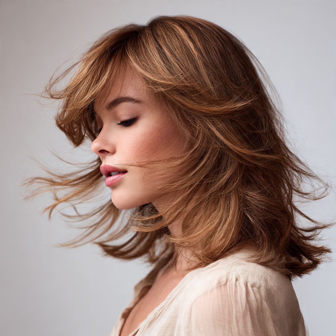close up portrait of a woman with medium long