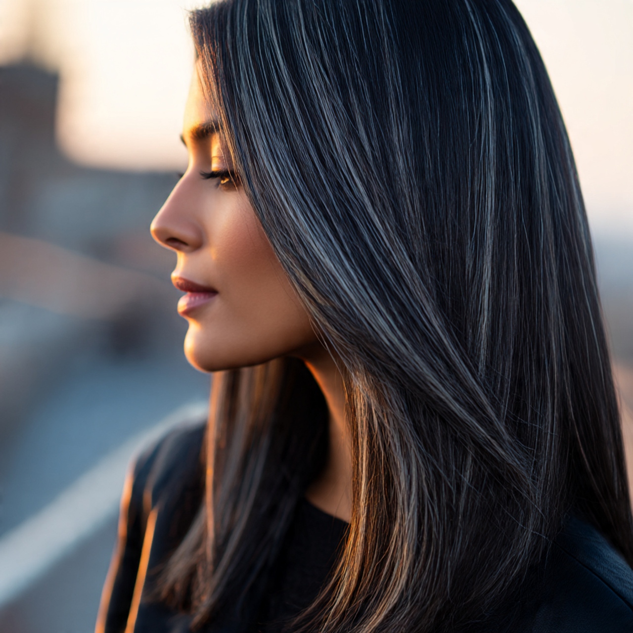 20 Silver Highlights Ideas for a Stunning New Look 12 close up side profile of a south asian