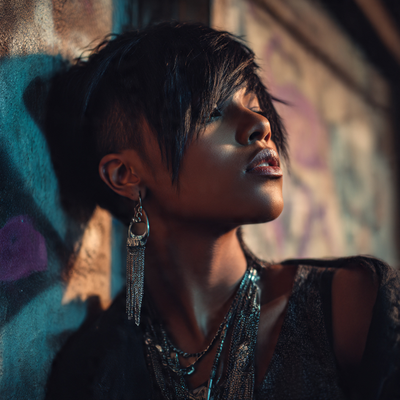 edgy fashion forward image of a black woman