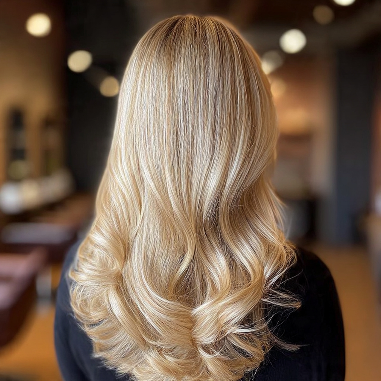 elegant blonde hair styled in a round brushed