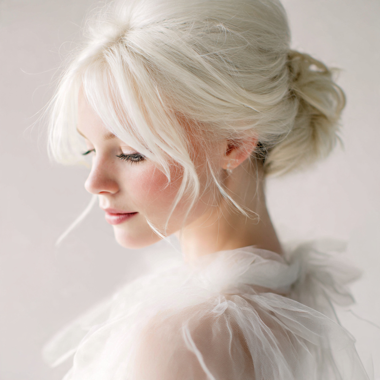 elegant white updo with soft loose strands