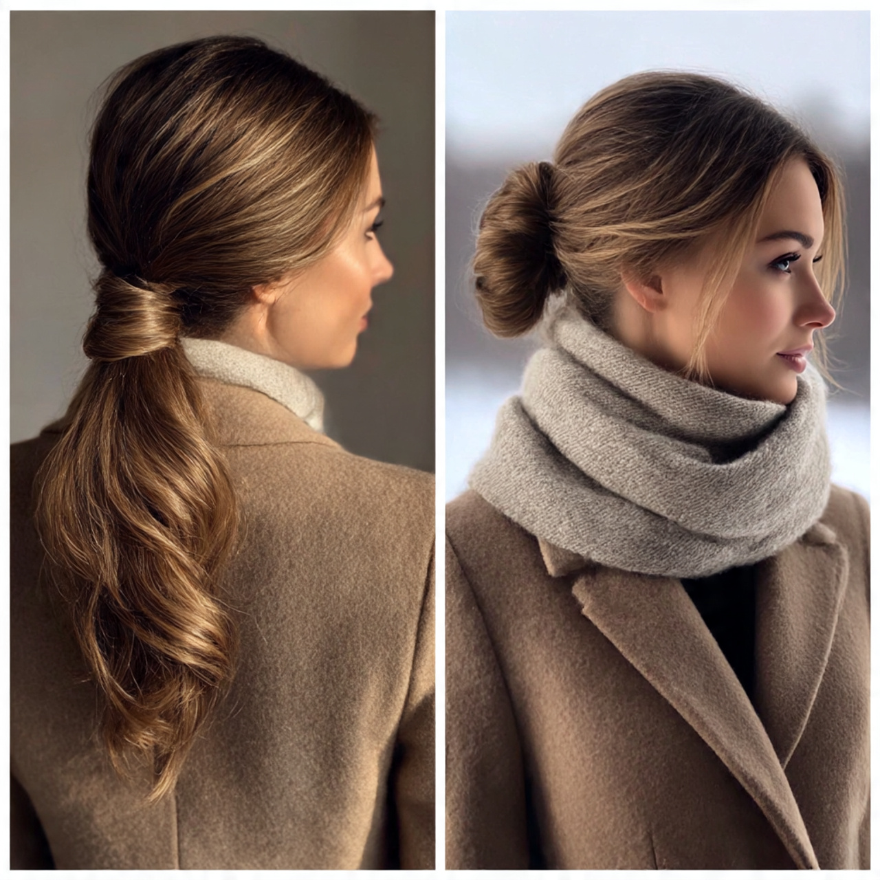 elegant winter hairstyle low ponytail with a