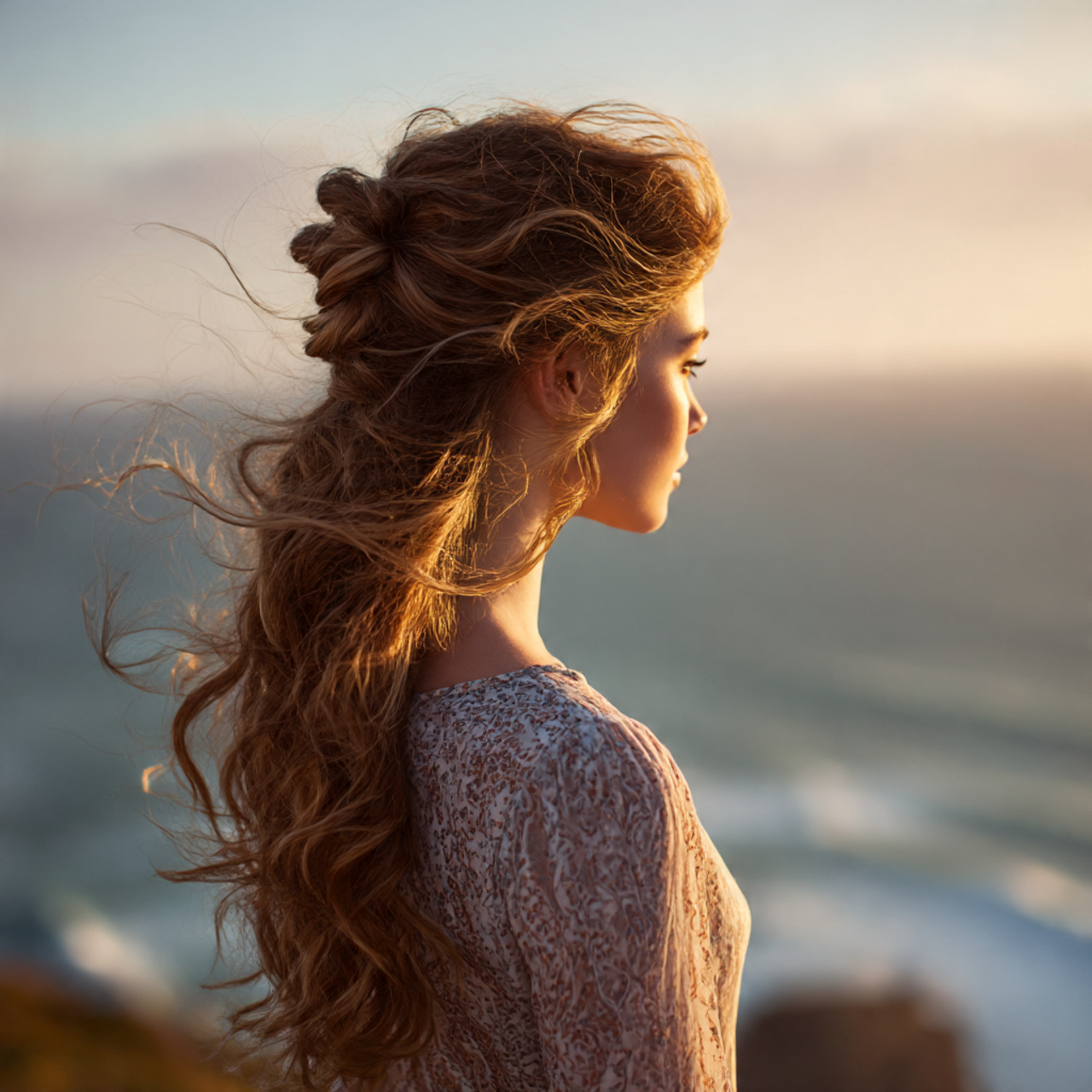 27 Chic & Easy Summer Hairstyles: Humidity-Proof Looks 20 elegant woman with twisty half updo hairstyle standing