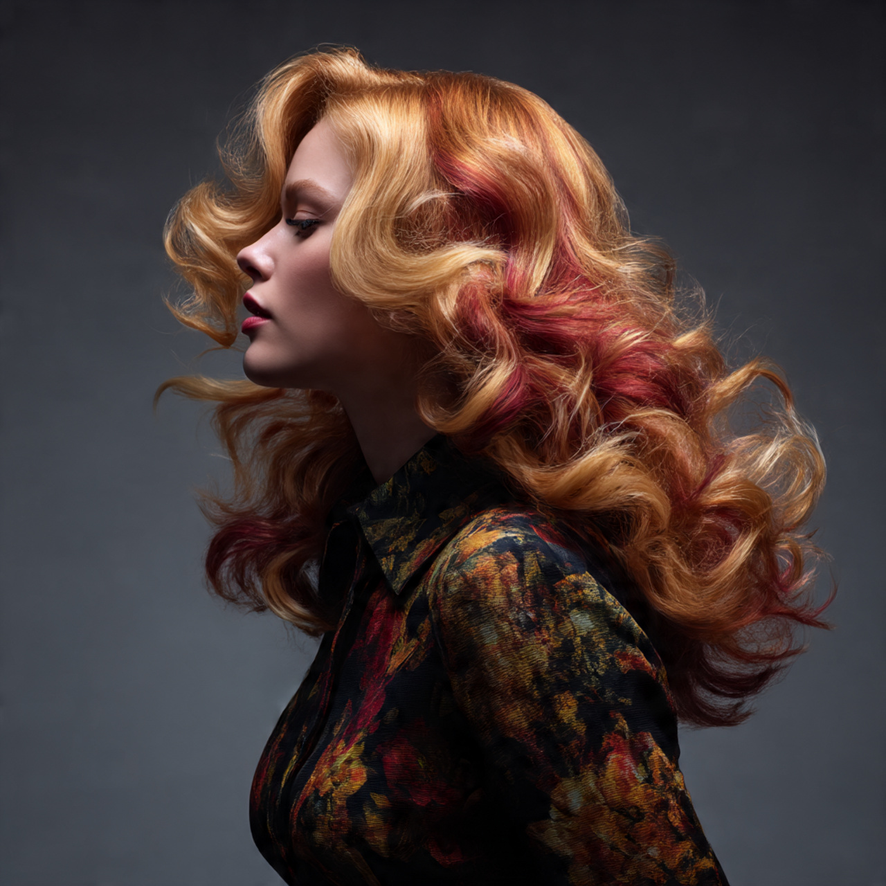 fashion editorial image of voluminous waves showcasing