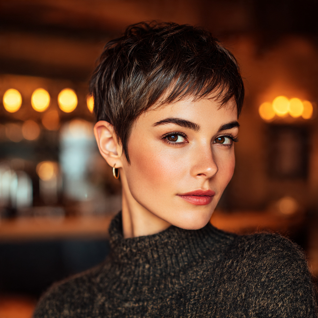 27 Short Silk Pressed Hair: Sleek, Shiny & Effortless Styles 17 front view of a stylish woman with