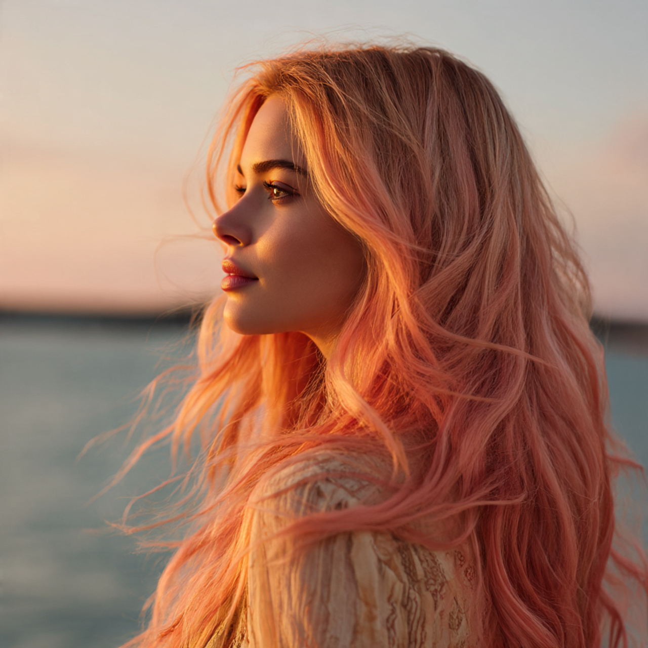 golden hour outdoor shot a woman with