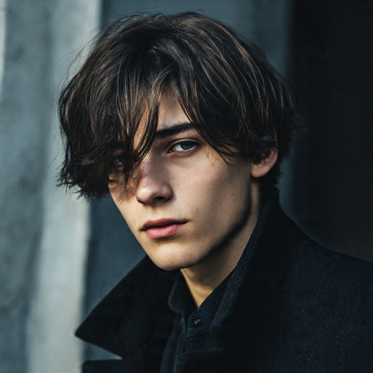 handsome young man with a sharp middle part