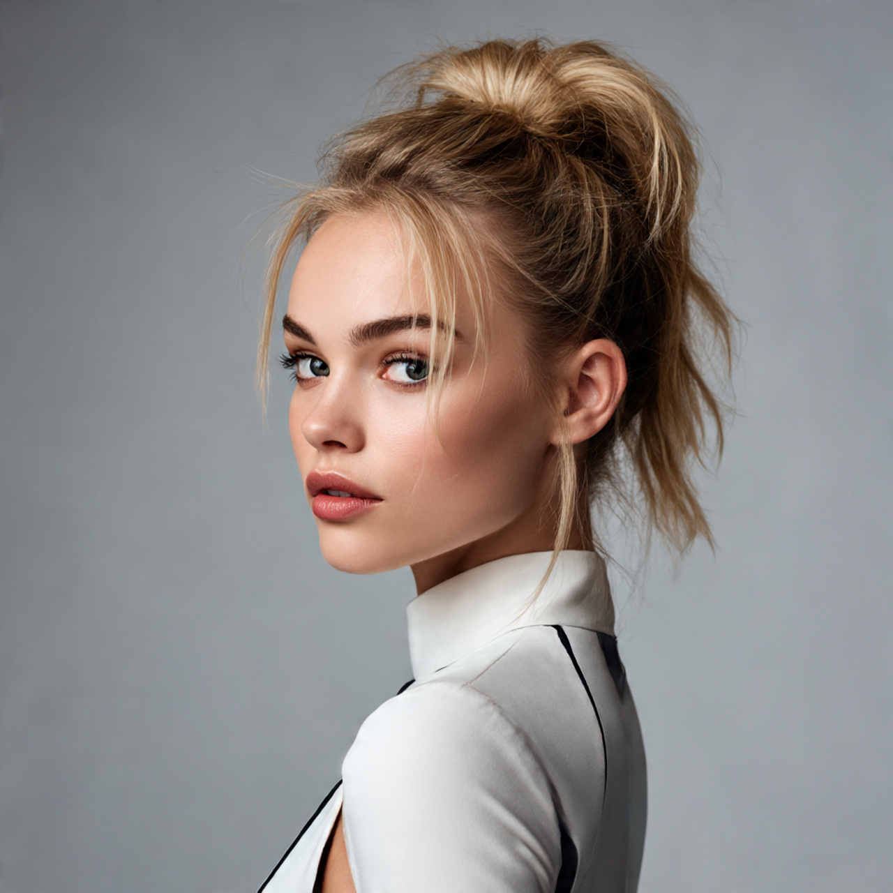 high ponytail with lifted volume at the