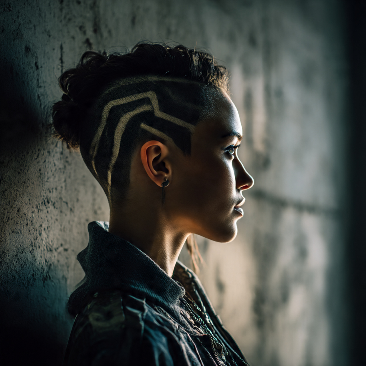 high resolution side profile image of a young woman