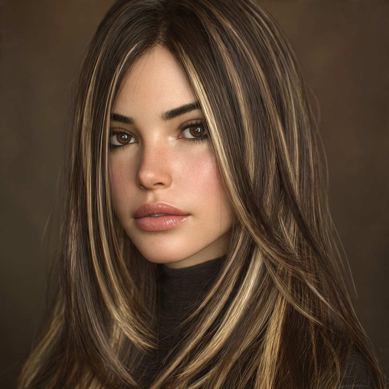 highly realistic portrait of a woman with 1