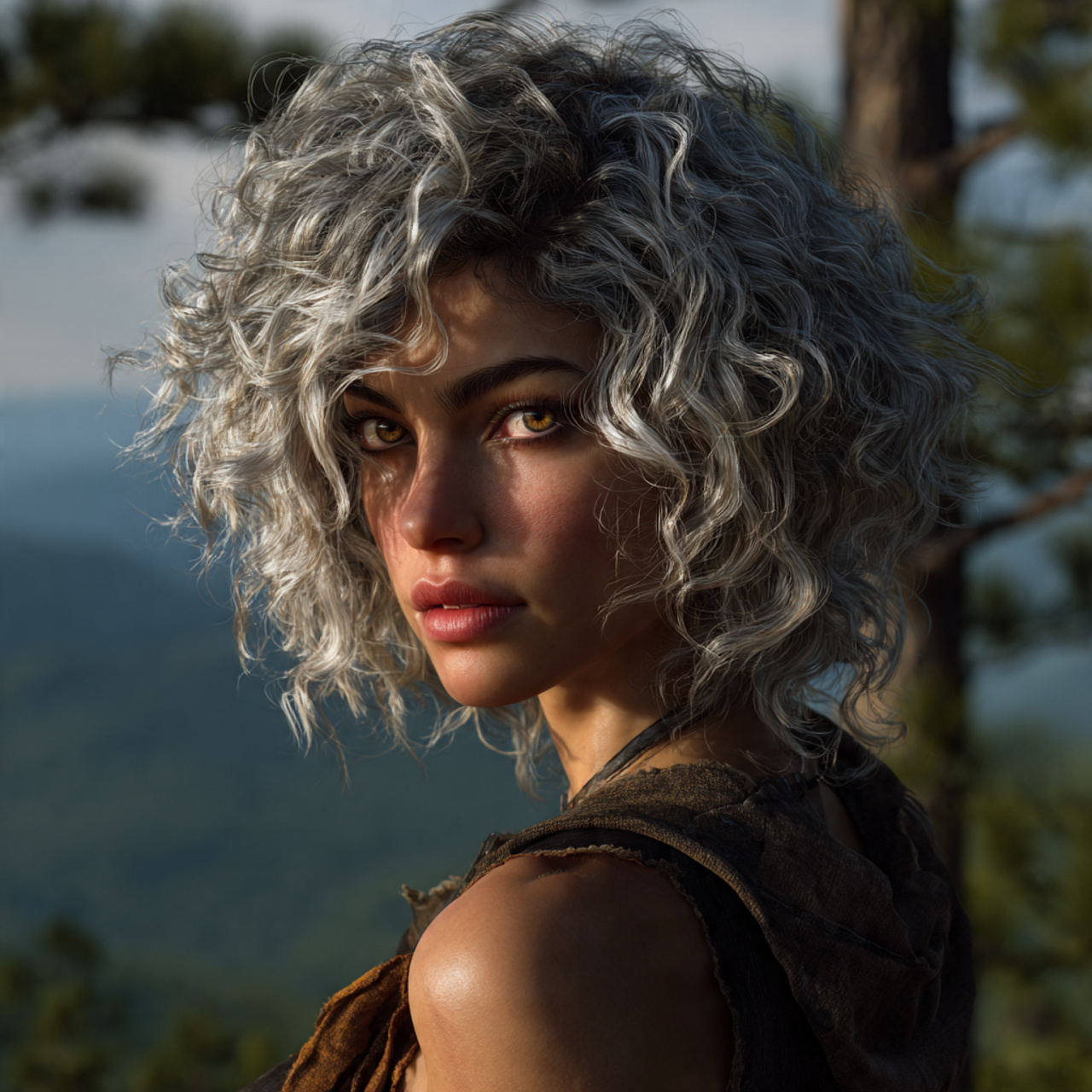 hyper realistic image of a woman with 1