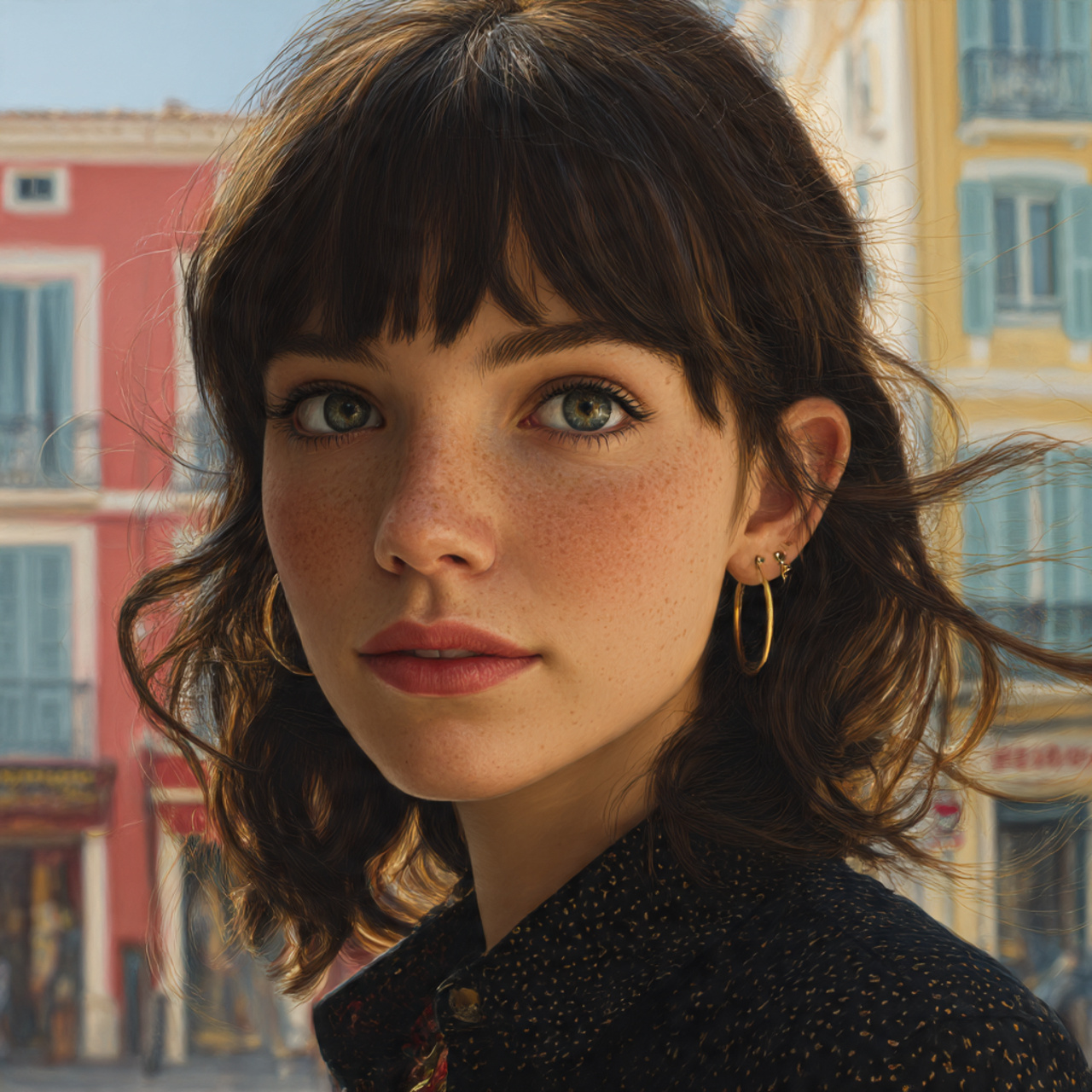 hyper realistic portrait of a brunette woman with