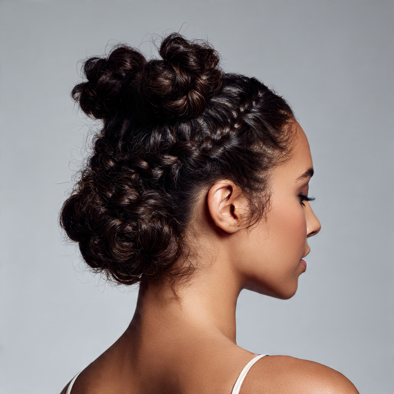 Long Hair Undos: 25 Elegant Styles to Elevate Your Look 18 long hair arranged in two stacked topsy tail