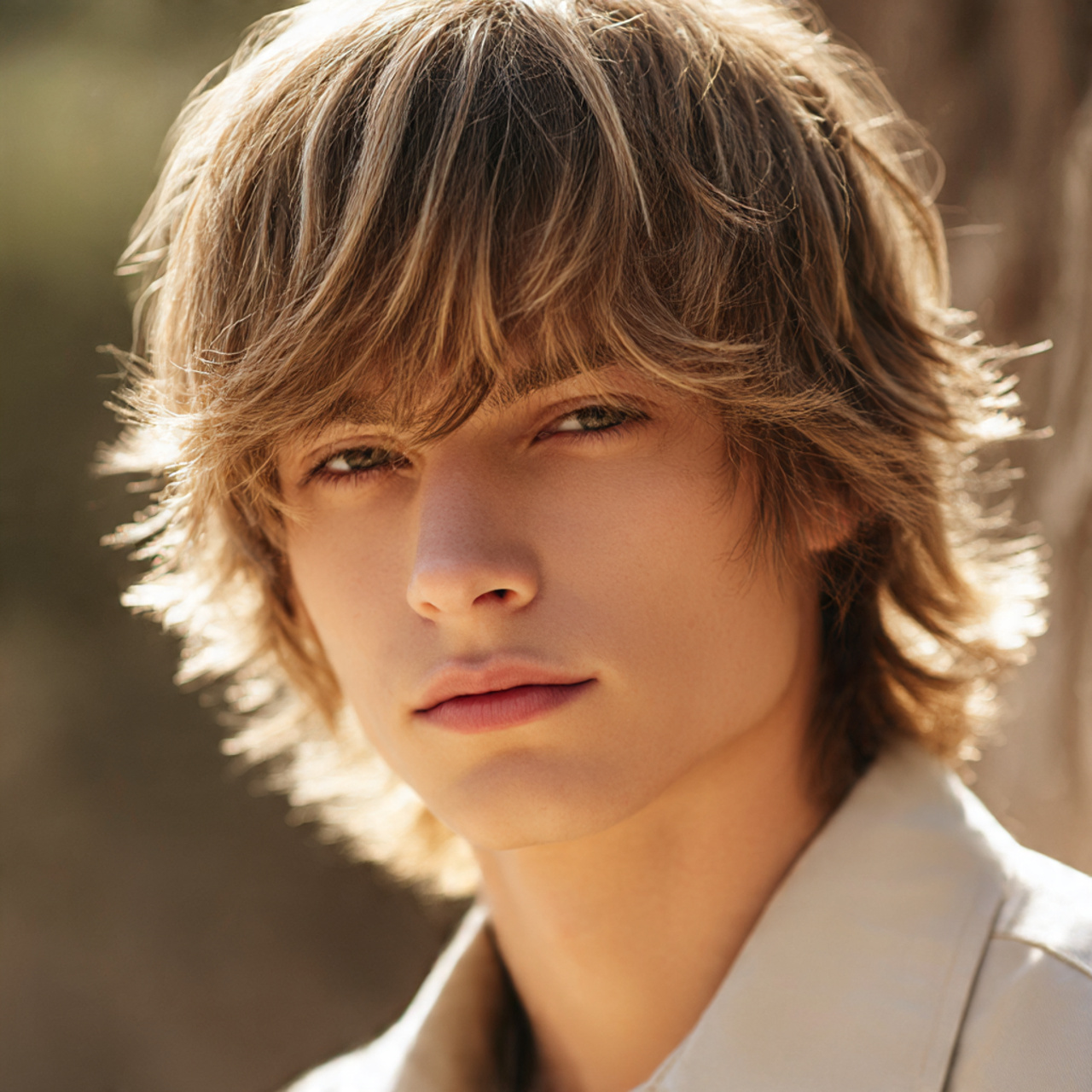 male model with soft wispy bangs blended