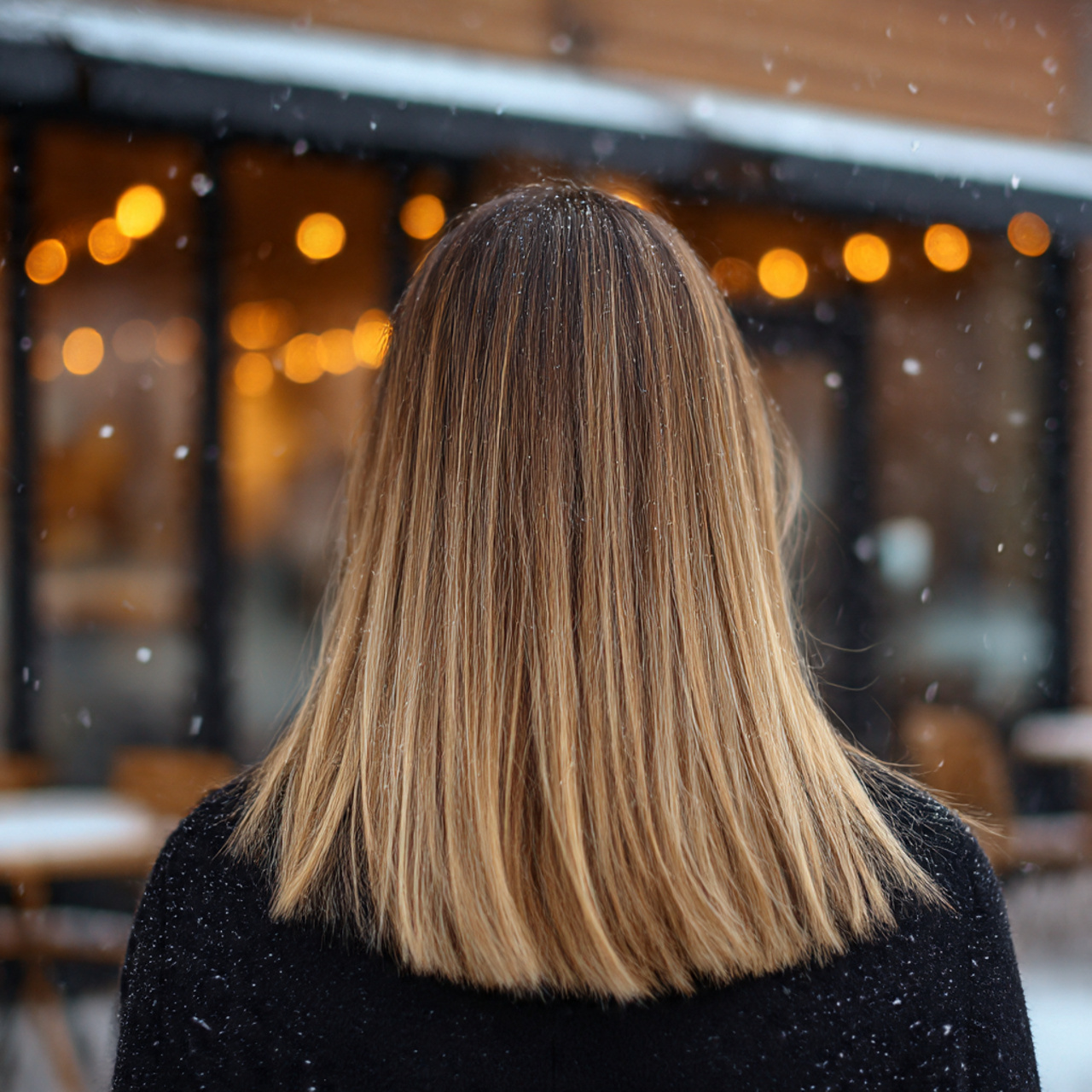 medium length hair with toasted coconut balayage ends