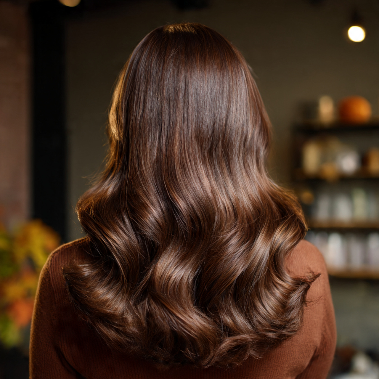 medium to dark brown mocha hair with creamy undertones