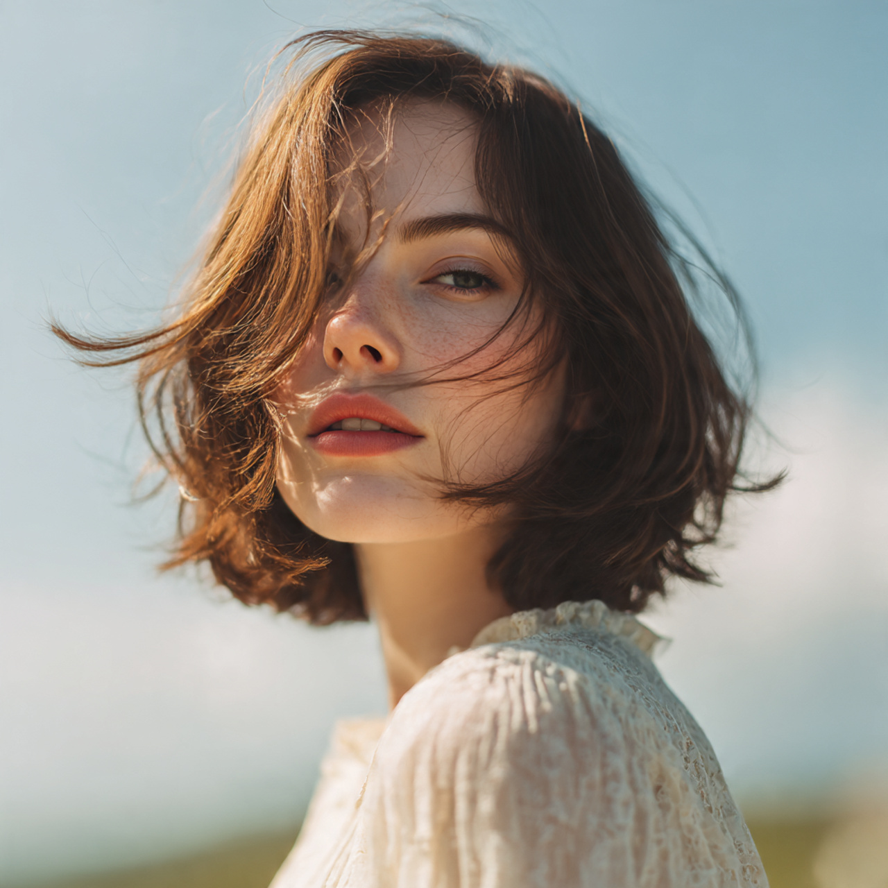 mid length flowy haircut with soft tapering natural