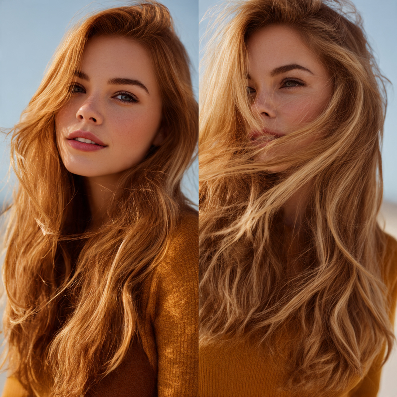 model showcasing seasonal variations of calico hair