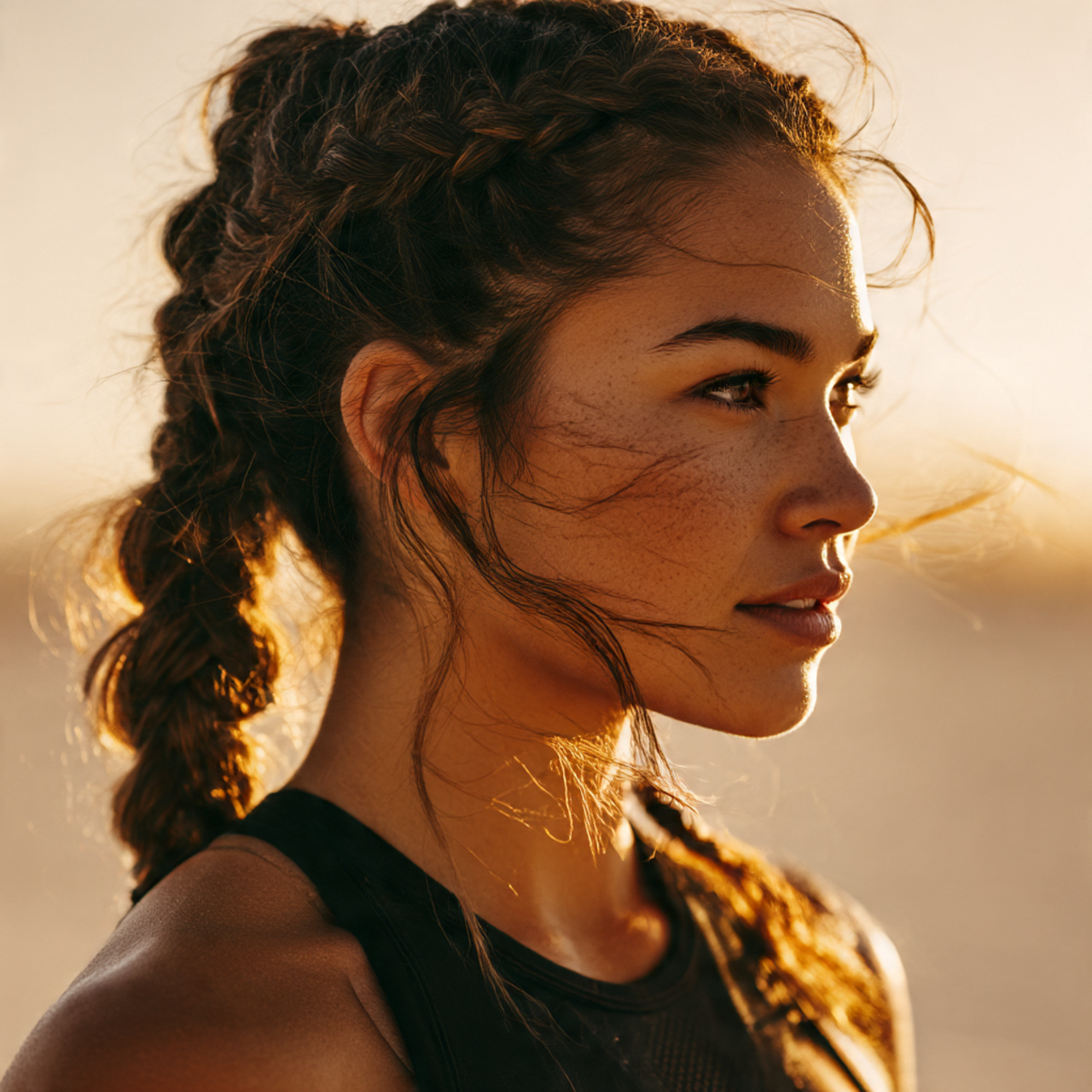 outdoor beach volleyball setting hair styled in