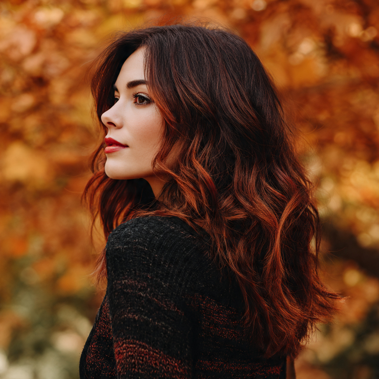 27 Gorgeous Peekaboo Hair Color Ideas Revealed To Enhance Looks 18 over the shoulder shot of a model showing copper