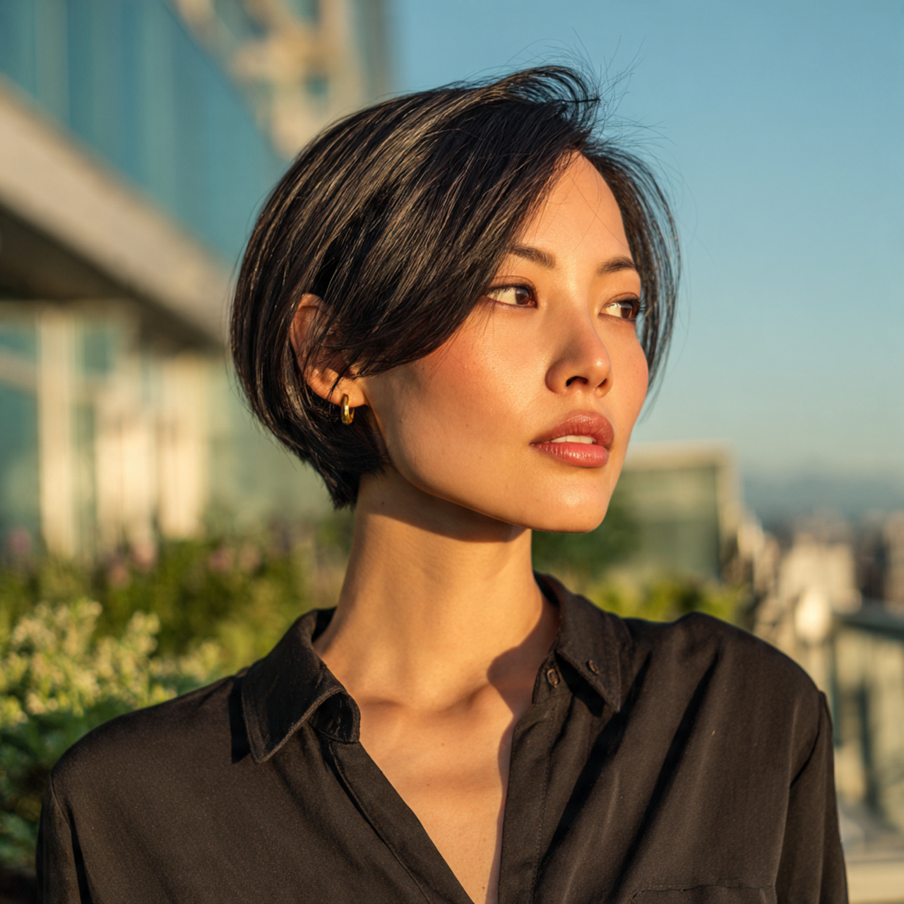 photo realistic image of an asian woman wearing