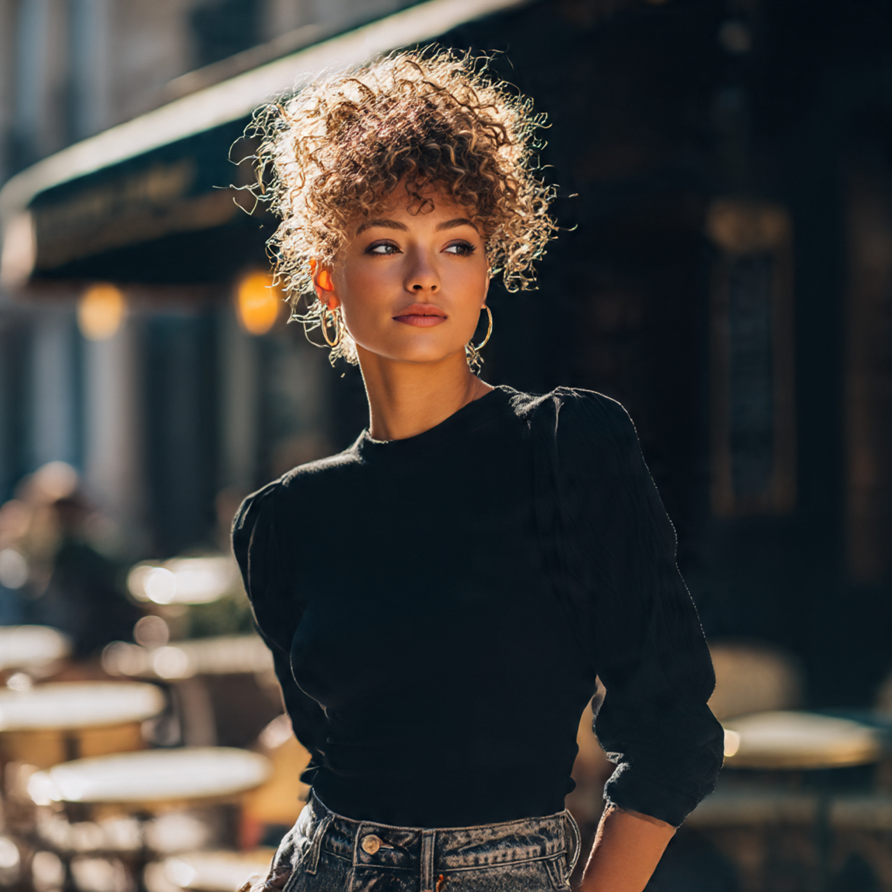 portrait of a confident woman with crimped