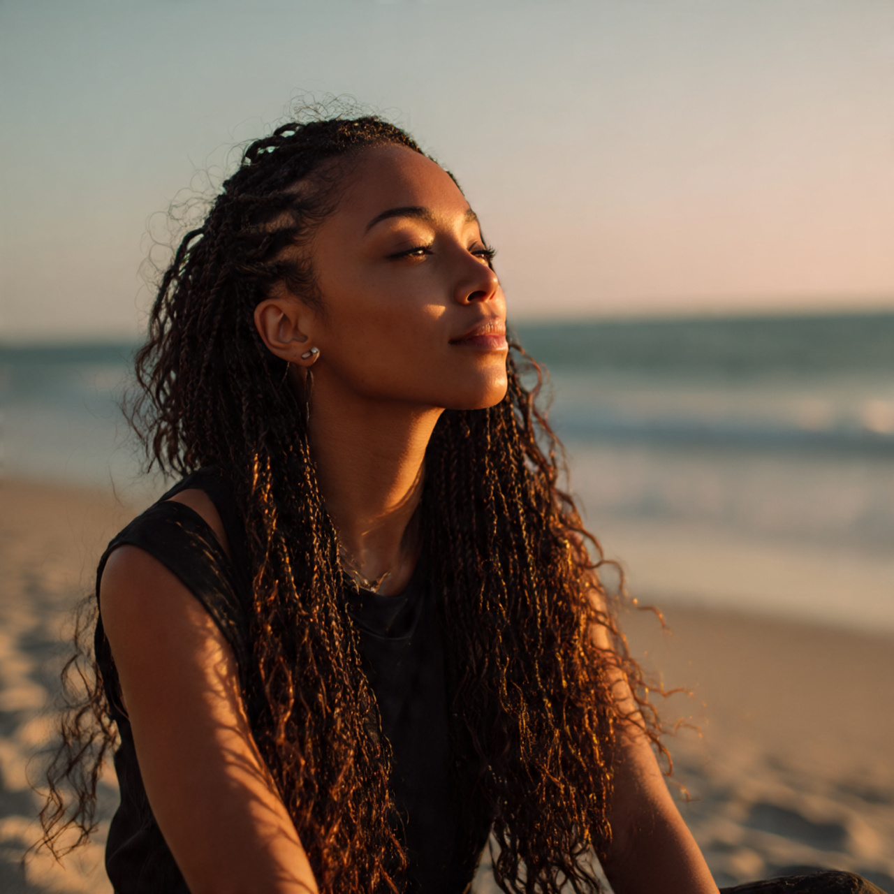 27 Stunning Micro Braid Hairstyles You Need Now! 14 portrait of a woman wearing knotless micro