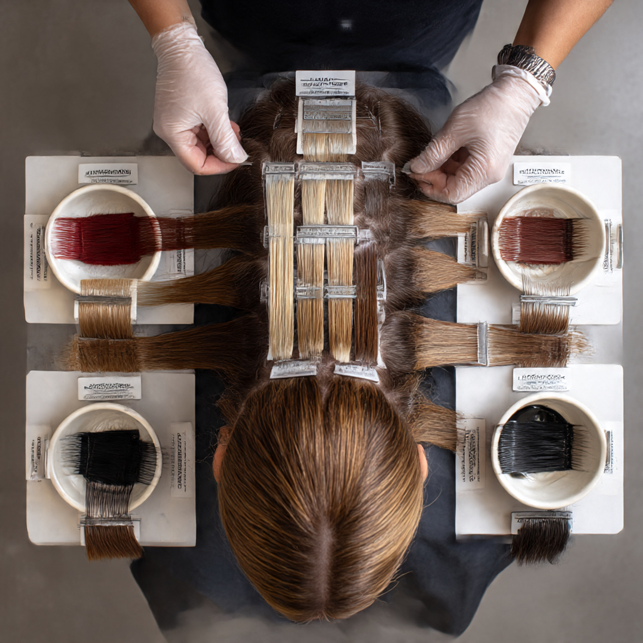 professional salon top view image showing clean hair