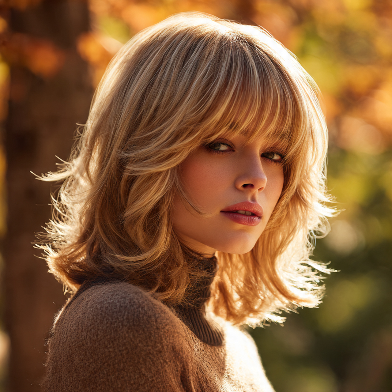 Blonde Wolf Cut with Bangs: 15 Stunning Hair Ideas You Need to Try 14 realistic beauty shot of a model with