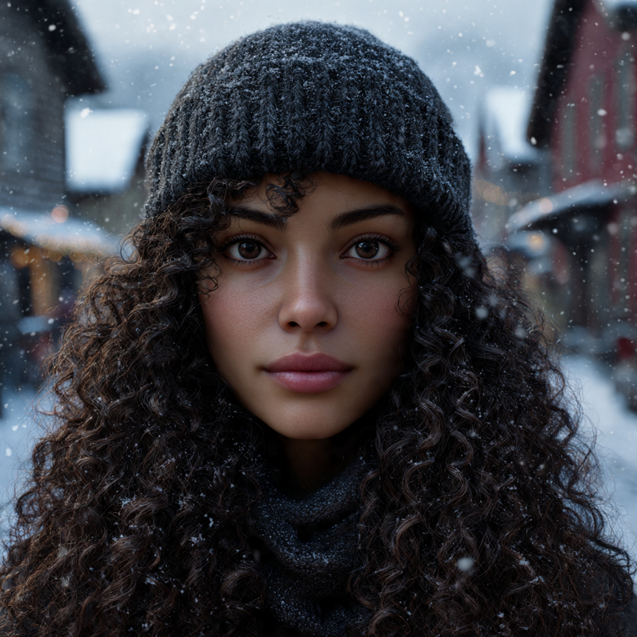 realistic close up of a woman with defined