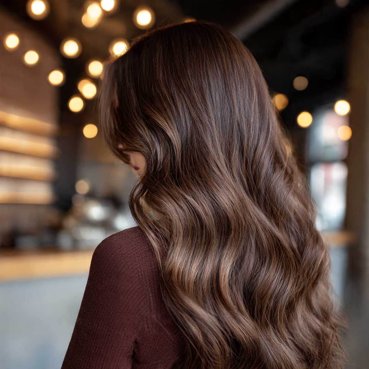 realistic close up of iced mocha brunette hair
