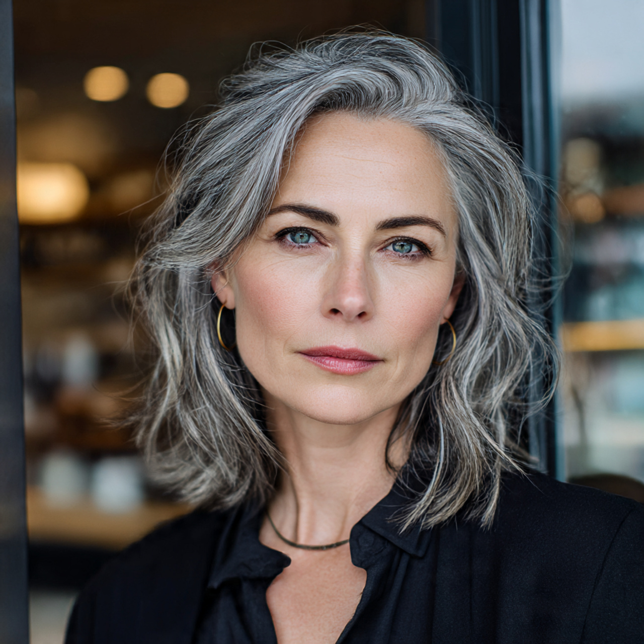 realistic close up portrait of a sophisticated woman