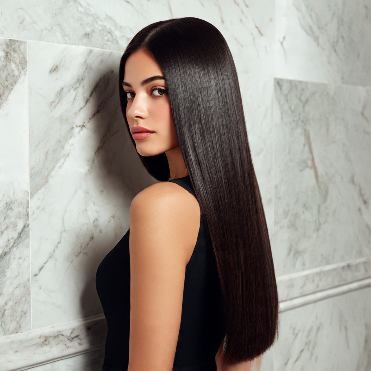 realistic fashion studio portrait of a model