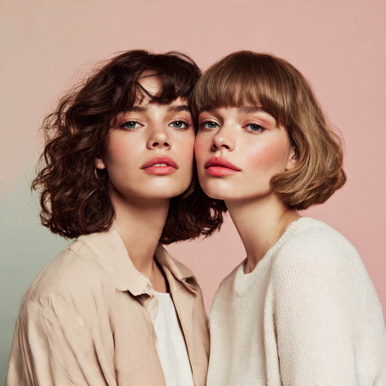 realistic image featuring two women side by