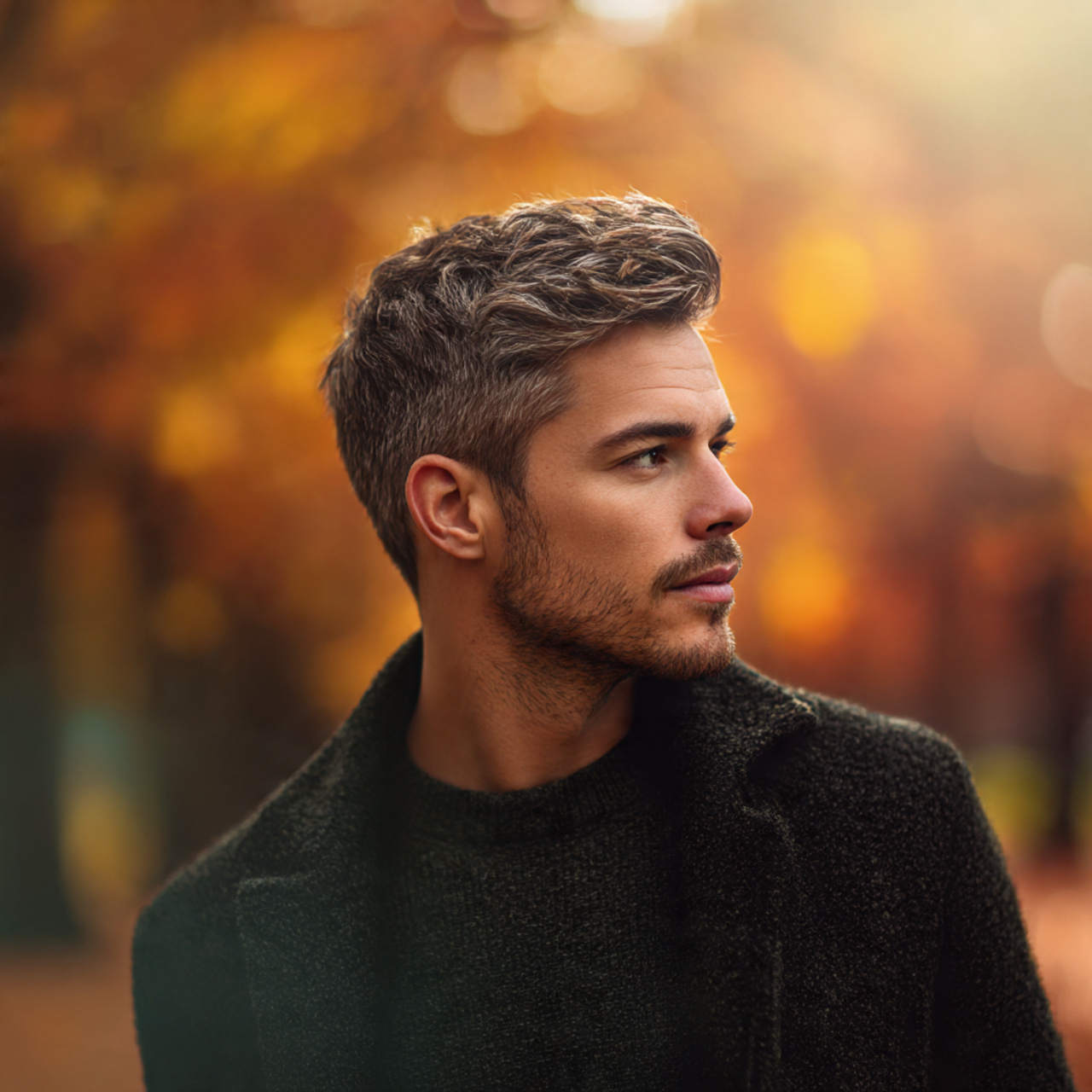 realistic image of a man with seasonal