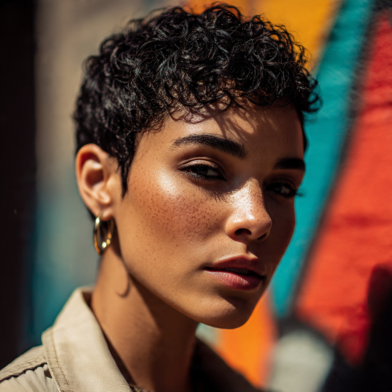 realistic image of a woman with an 1