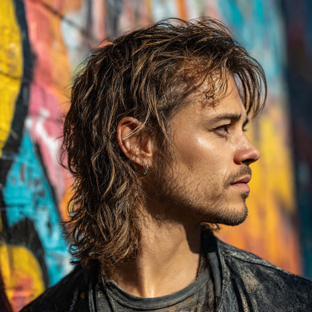 realistic portrait of a man with hot 1