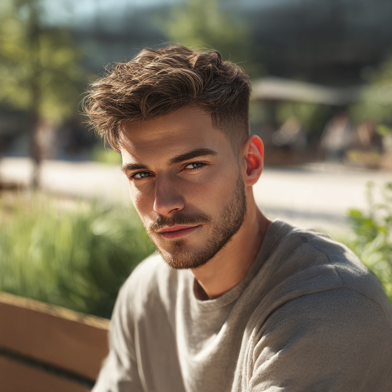 realistic portrait of a man with hot 2