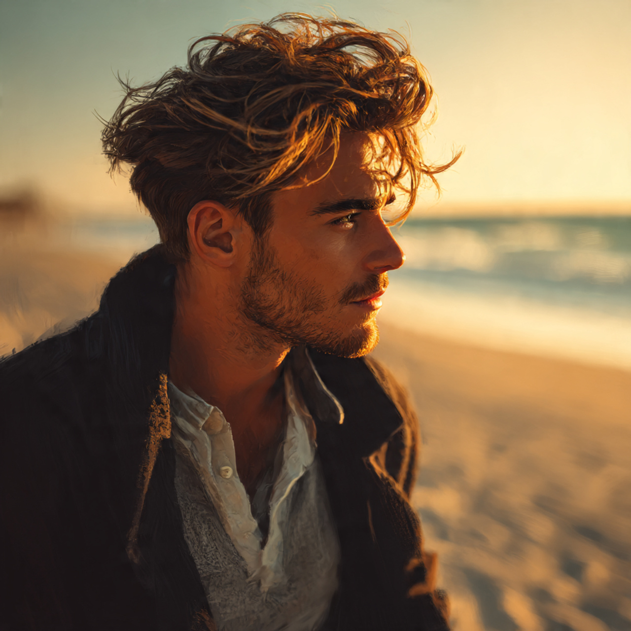 realistic portrait of a stylish man with