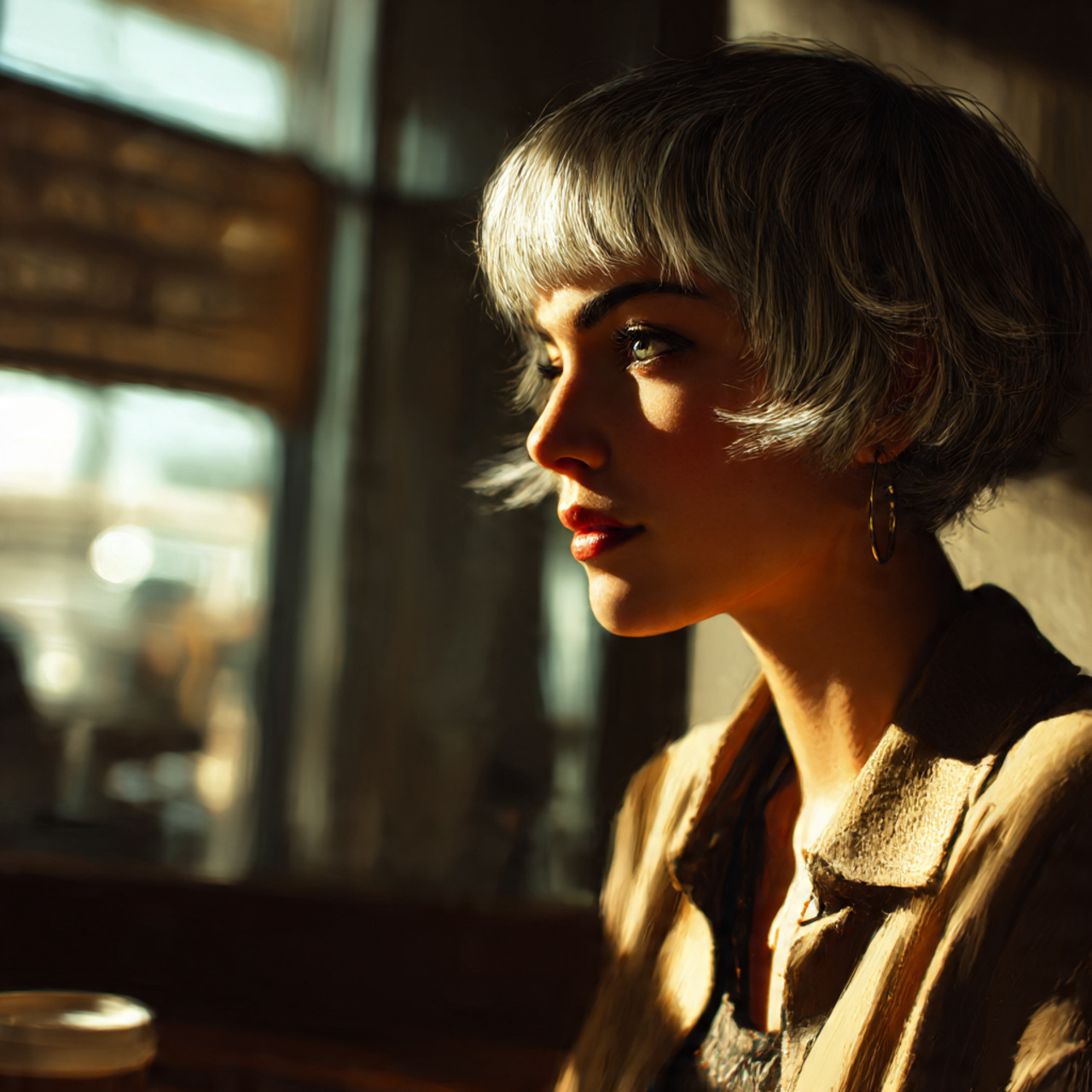 realistic portrait of a stylish woman with 1