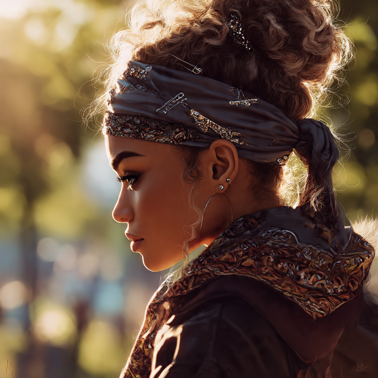 realistic portrait of a woman with a 1 2