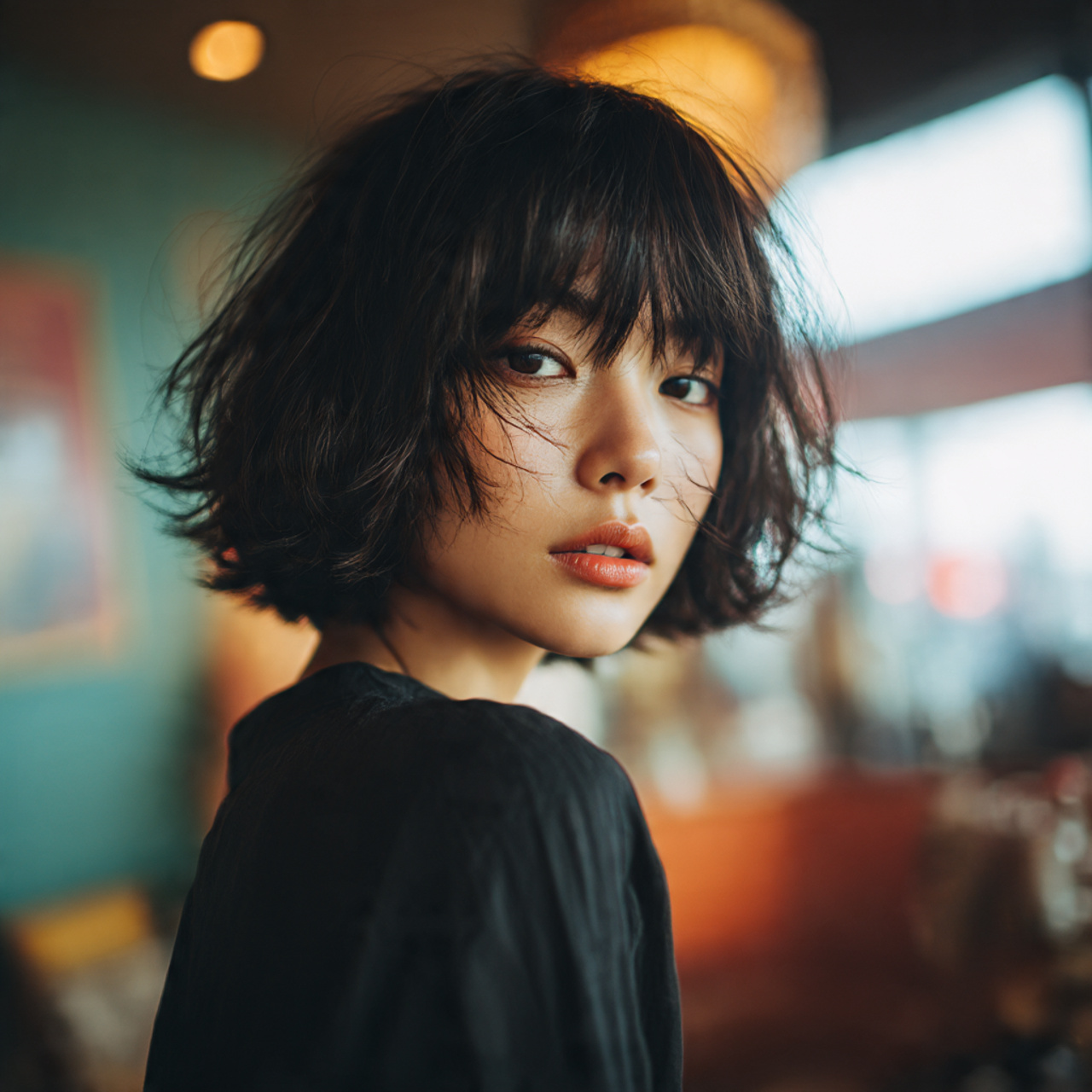 realistic portrait of a woman with a 5