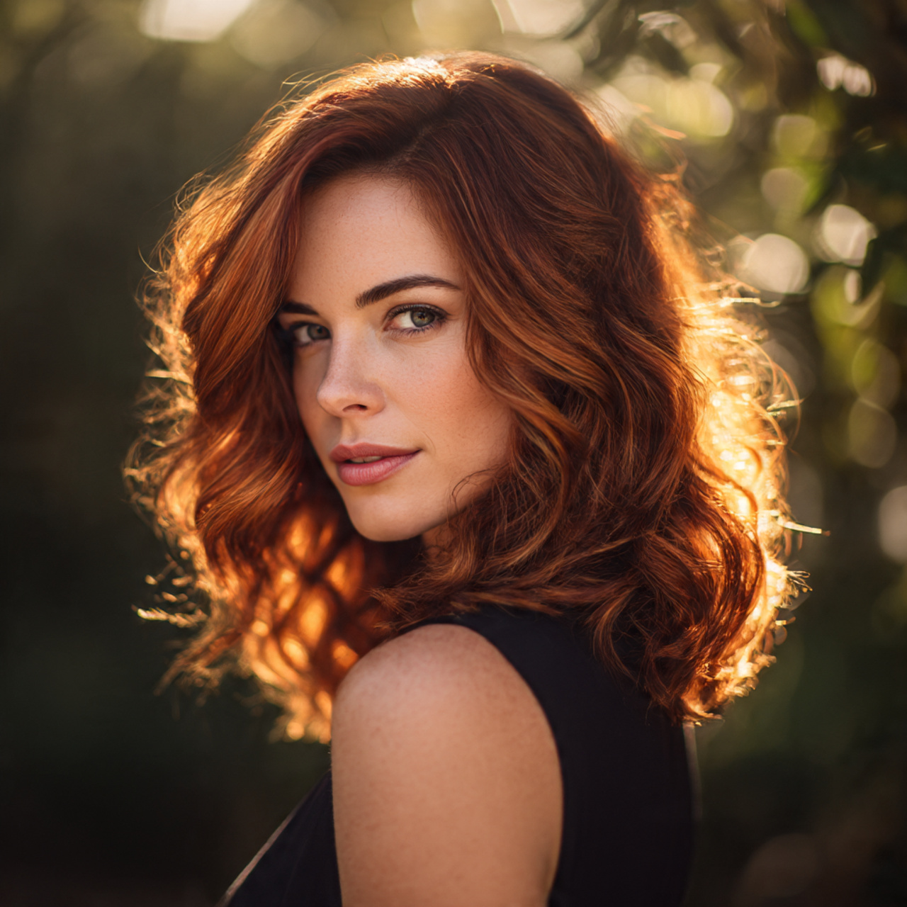 realistic portrait of a woman with copper