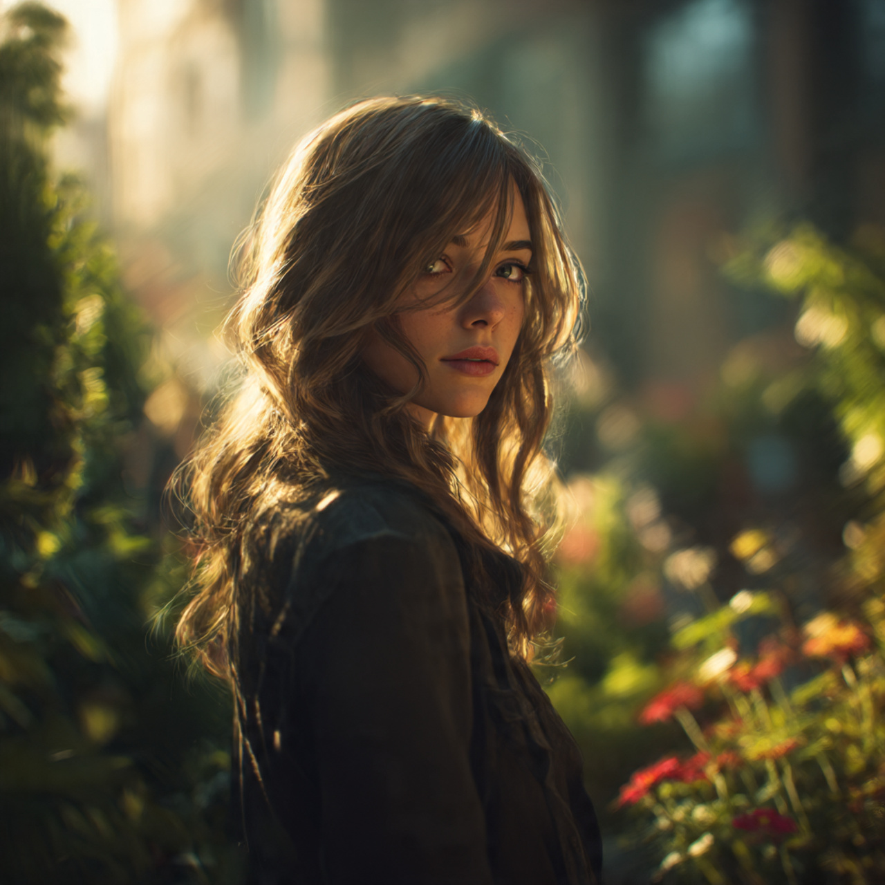 realistic portrait of a woman with long