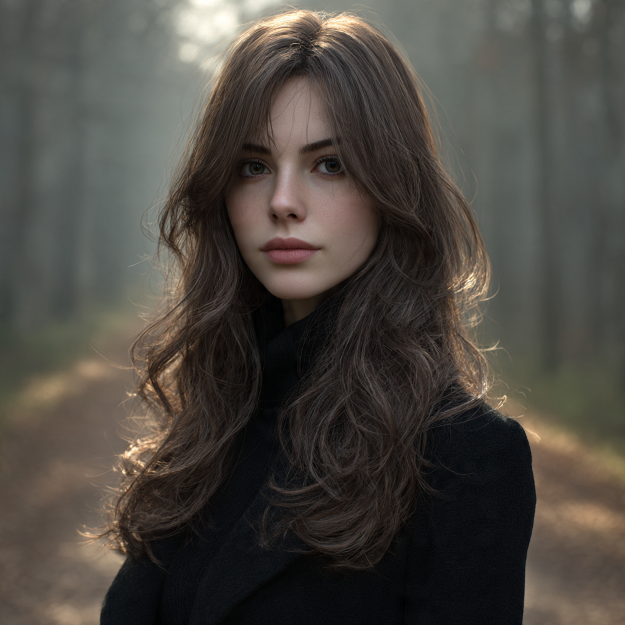 realistic portrait of a woman with mushroom