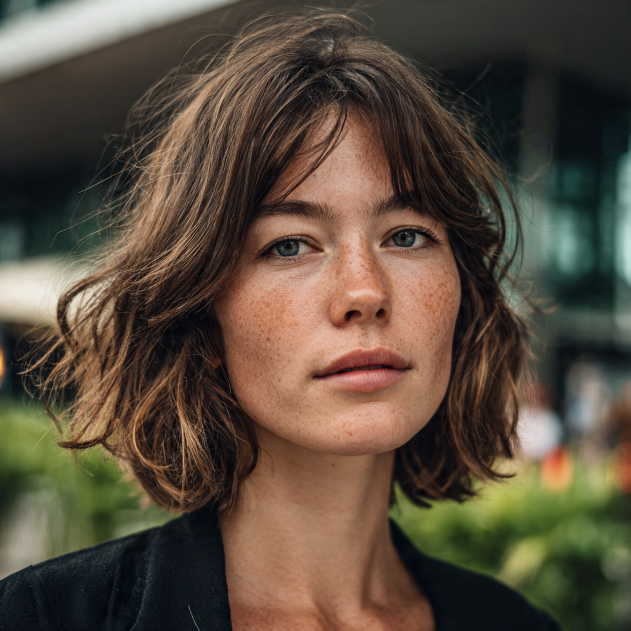 realistic portrait of a woman with slightly